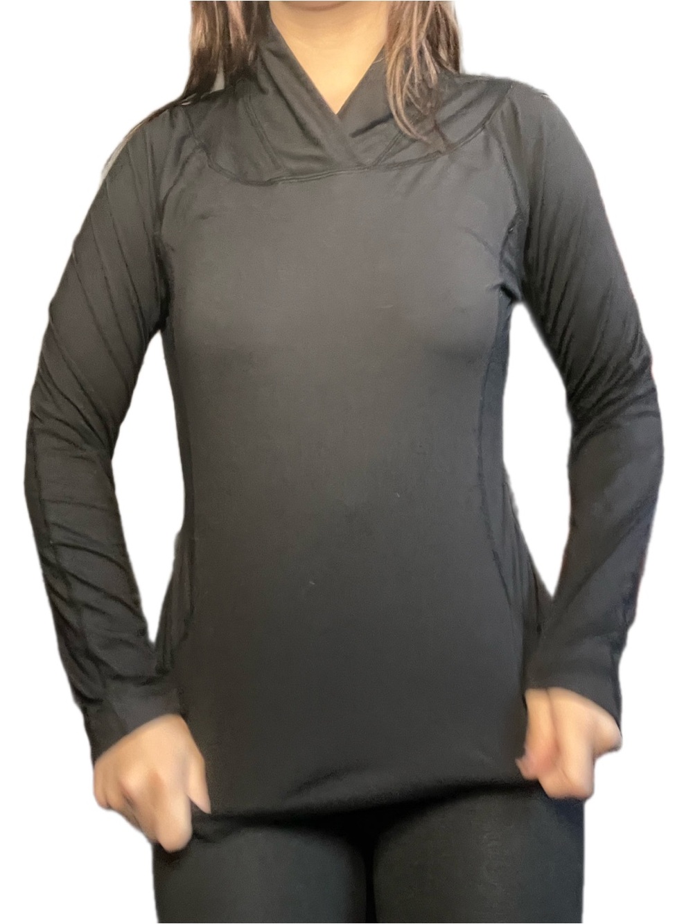 Tek Gear Black Mock Neck Performance Top, S/M, PTP 19"